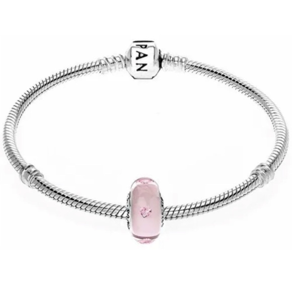Retired Pandora Pink Hearts Effervescence Murano Glass Bead Charm 2015 Valentine - Picture 4 of 9